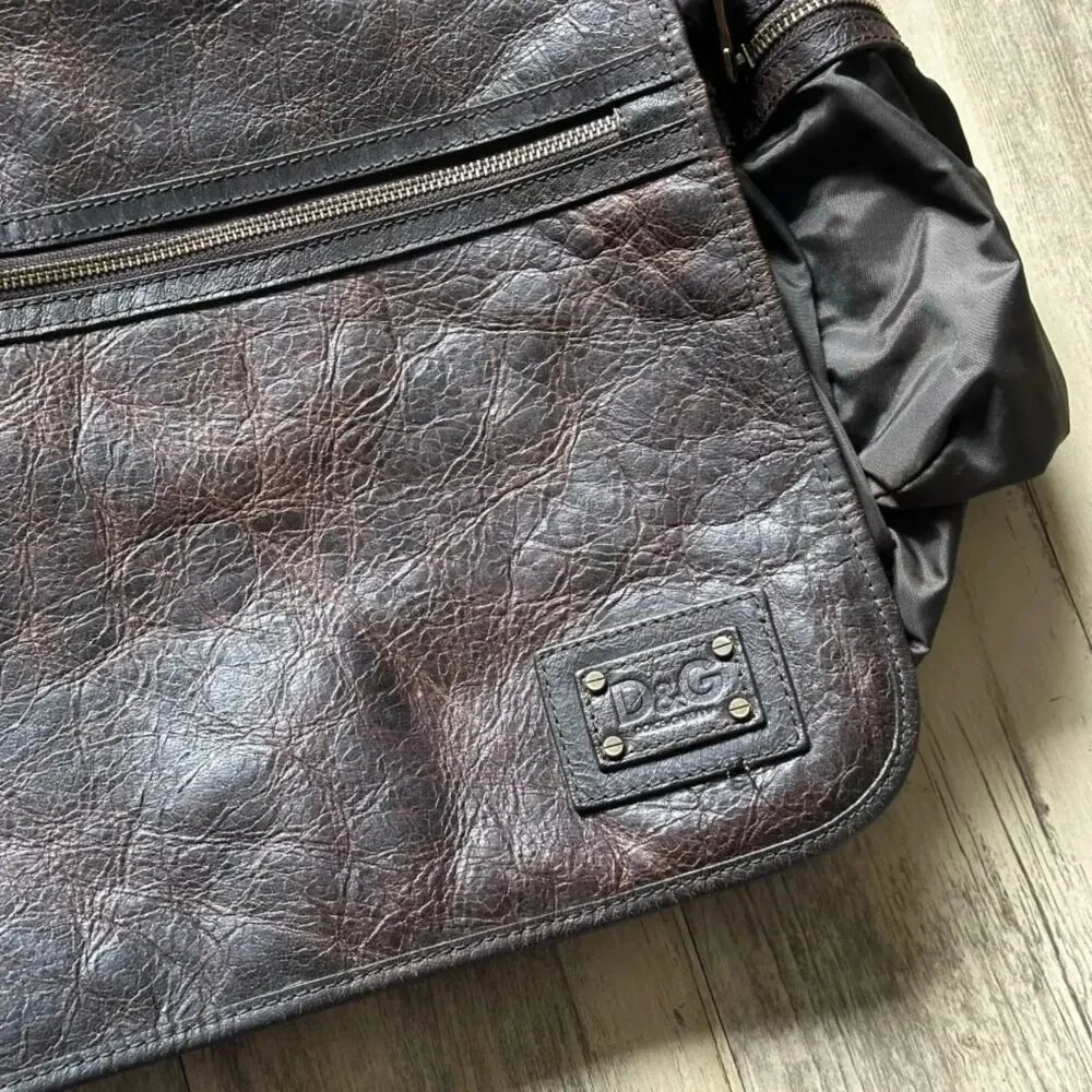Vintage Dolce Gabbana D&G Brown Leather Messenger Bag